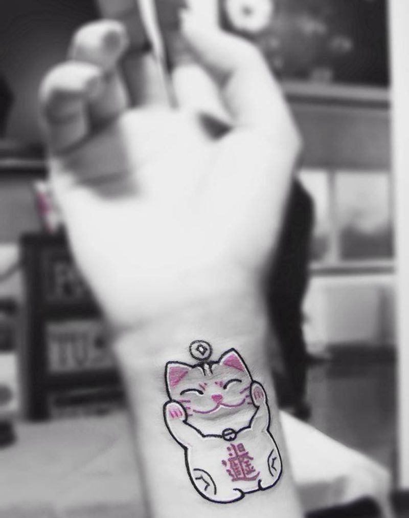 招财小猫纹身图片