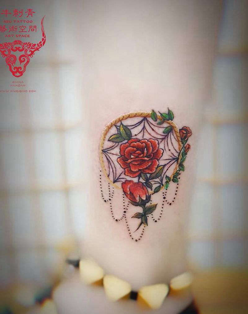 小清新纹身图片_腿部水彩纹身图案