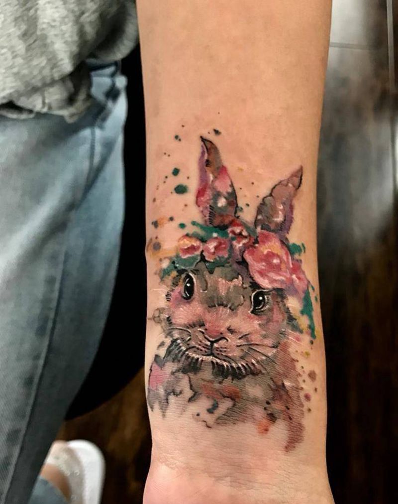 呆萌小兔纹身图片