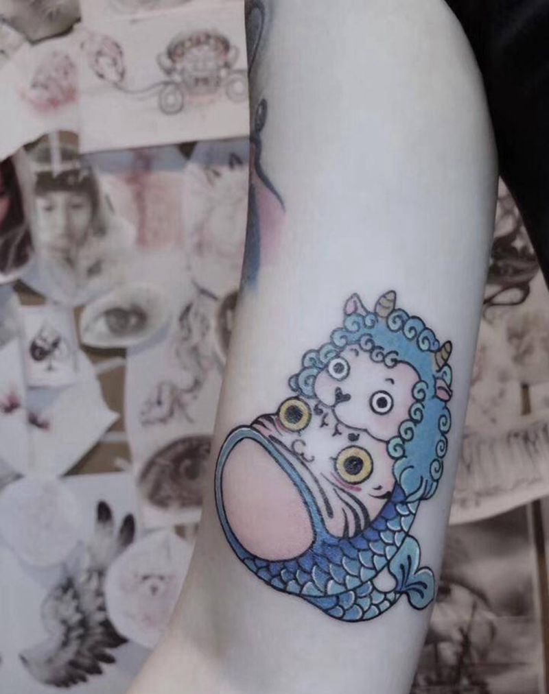 达摩纹身图片_手臂New School纹身图案