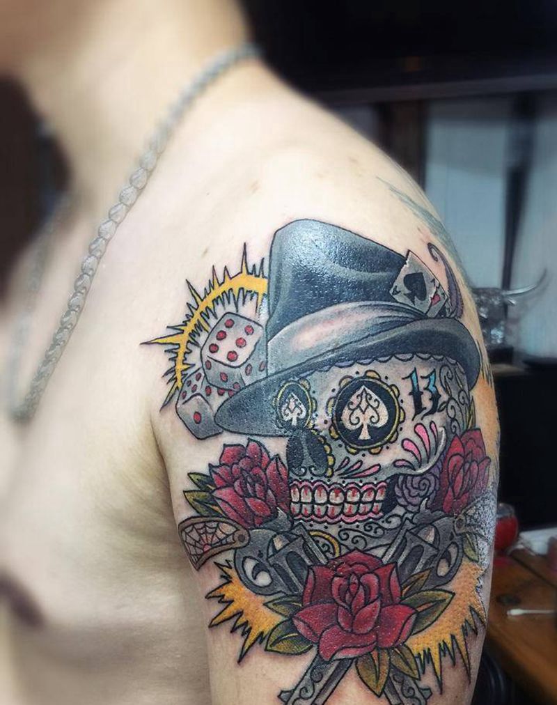 school 骷髅纹身图片