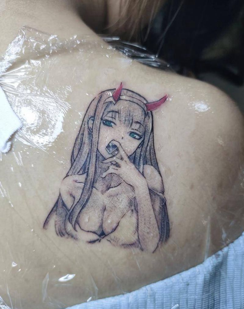 少女02纹身图片_肩部点刺少女02纹身图案