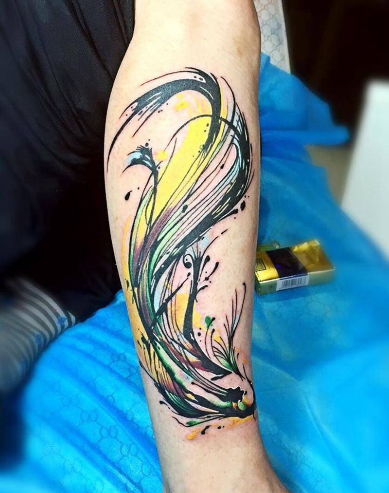 泼墨鱼纹身图片