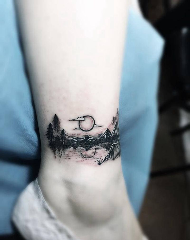 山水（遮盖旧图）纹身图片