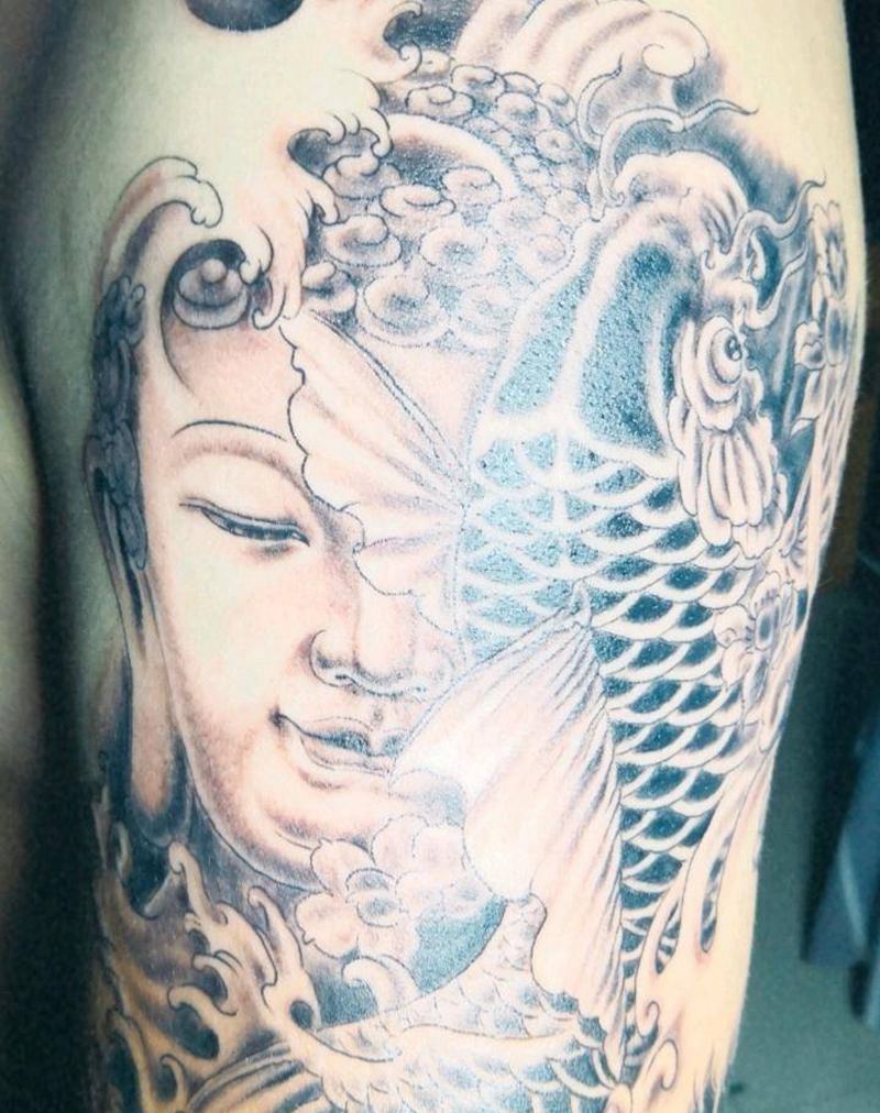 大臂佛鱼纹身图片