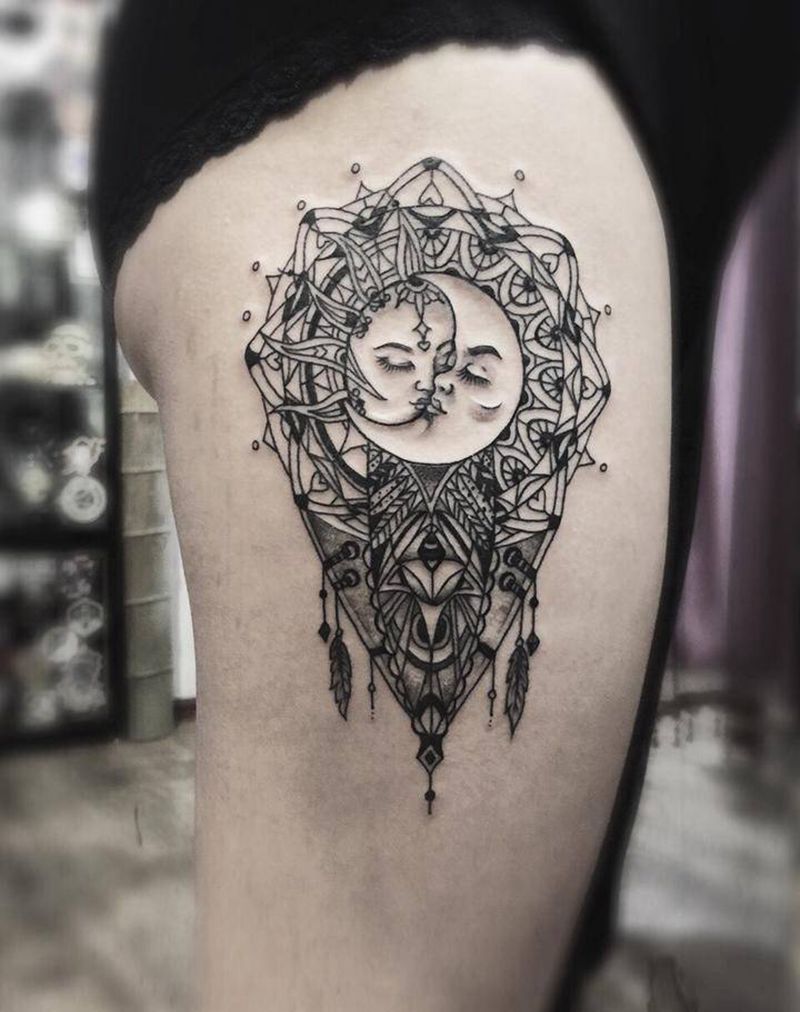 图腾纹身图片_腿部欧美图腾纹身图案