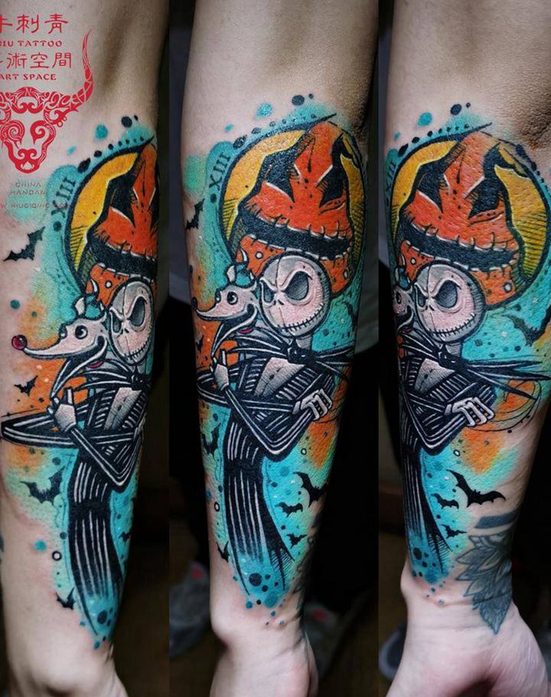 万圣节纹身图片_手臂New School纹身图案