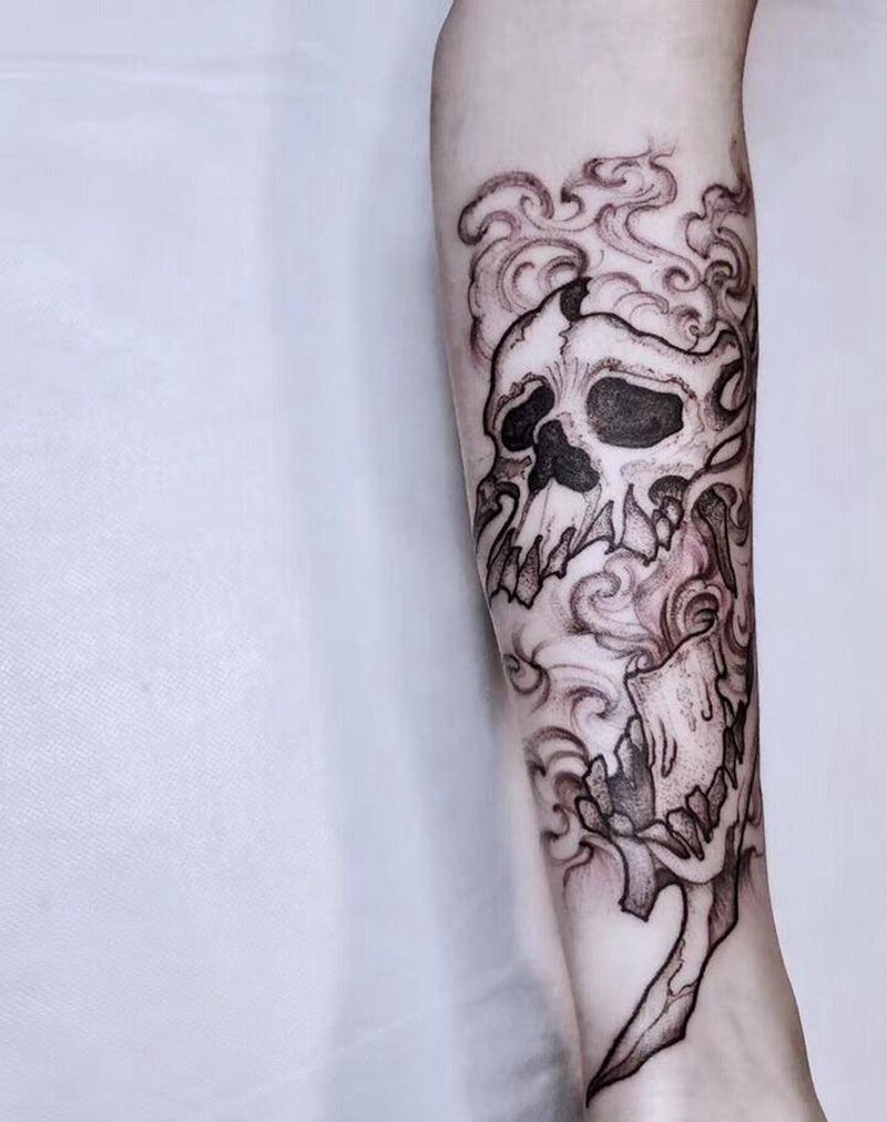 蜡烛纹身图片_手臂纹身图案