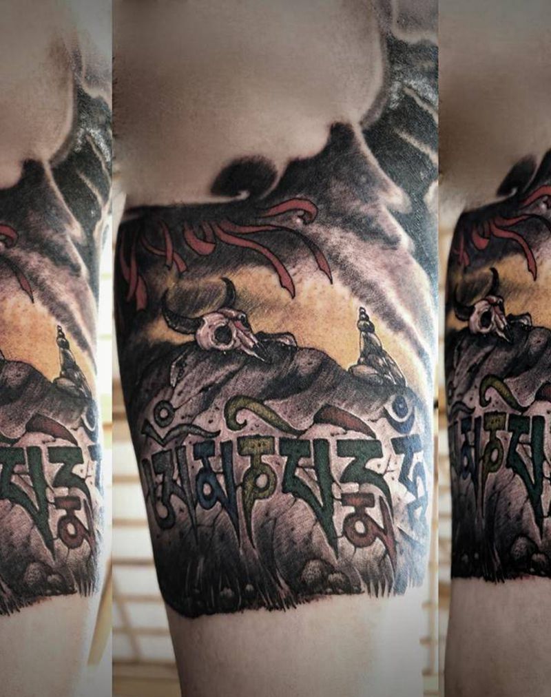 六字真言纹身图片_手臂纹身图案