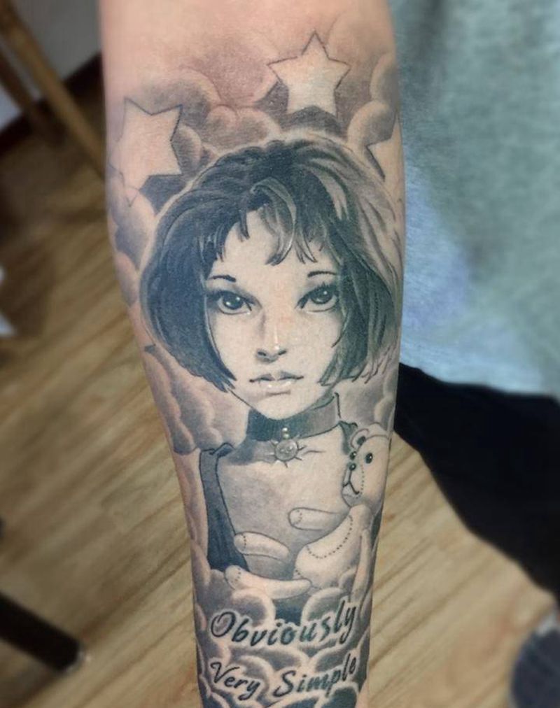 杀手里昂纹身图片_成品手臂欧美清新写实人物静物字符原创纹身图案