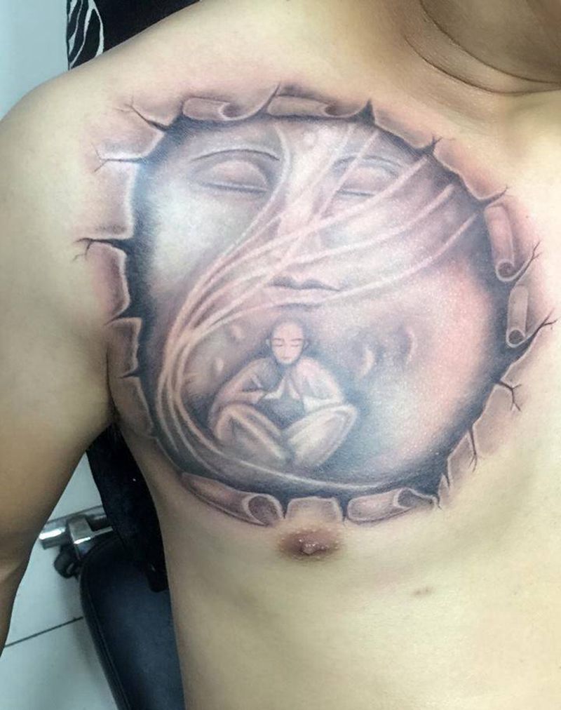 心中有佛纹身图片