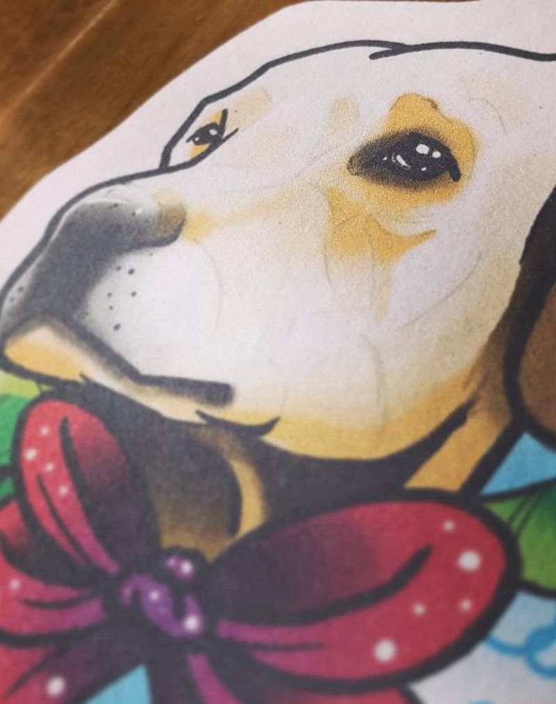 爱犬纹身图片_手臂腿部New School纹身图案