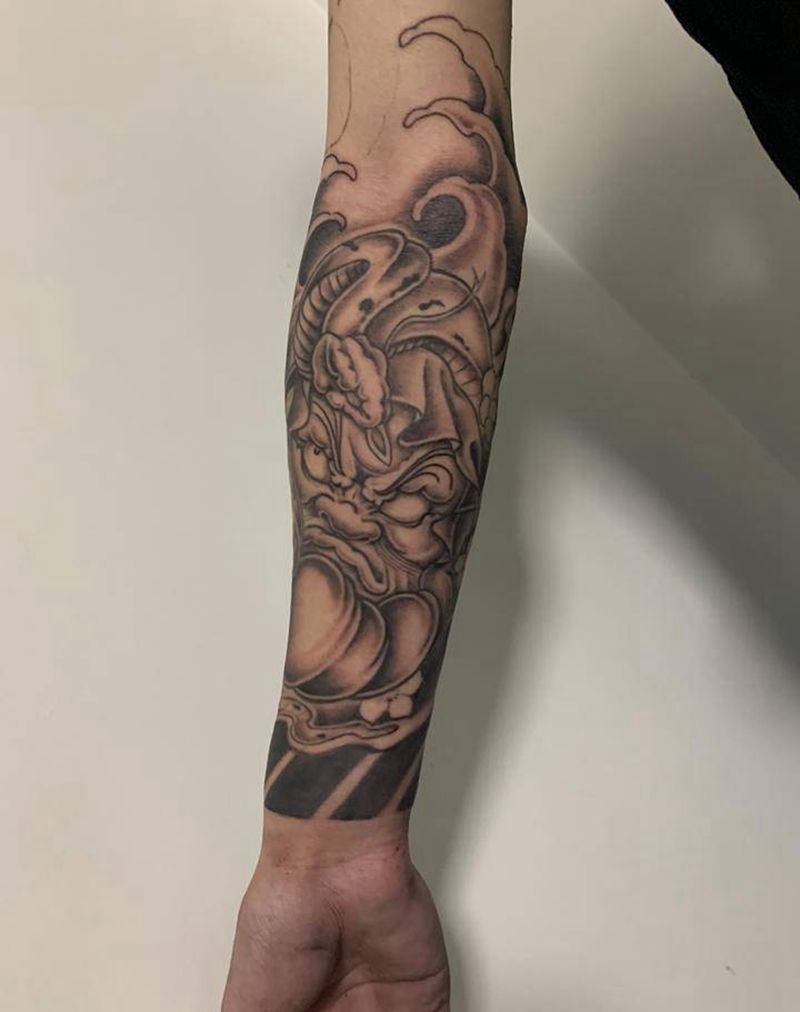 花臂未完成纹身图片_新传统纹身图案