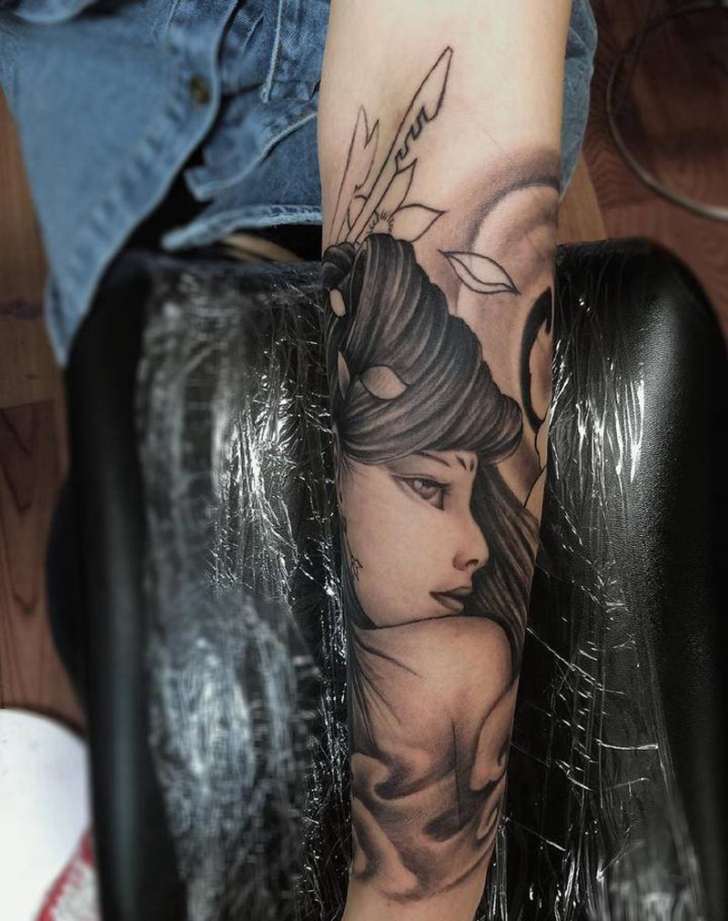 艺妓纹身图片_新传统纹身图案