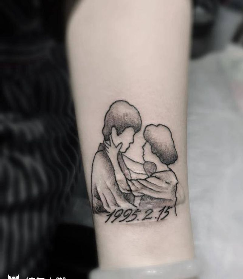 父母纹身图片_手臂几何纹身图案