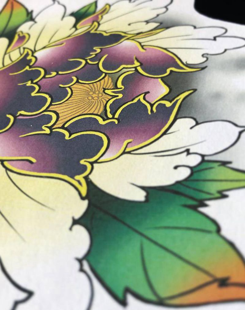 牡丹纹身图片_手臂腿部新传统纹身图案