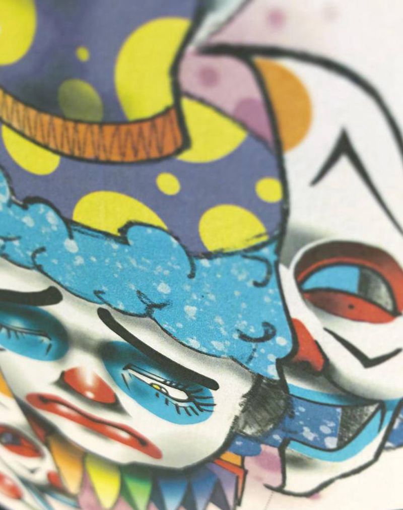 小丑纹身图片_手臂腿部New School纹身图案