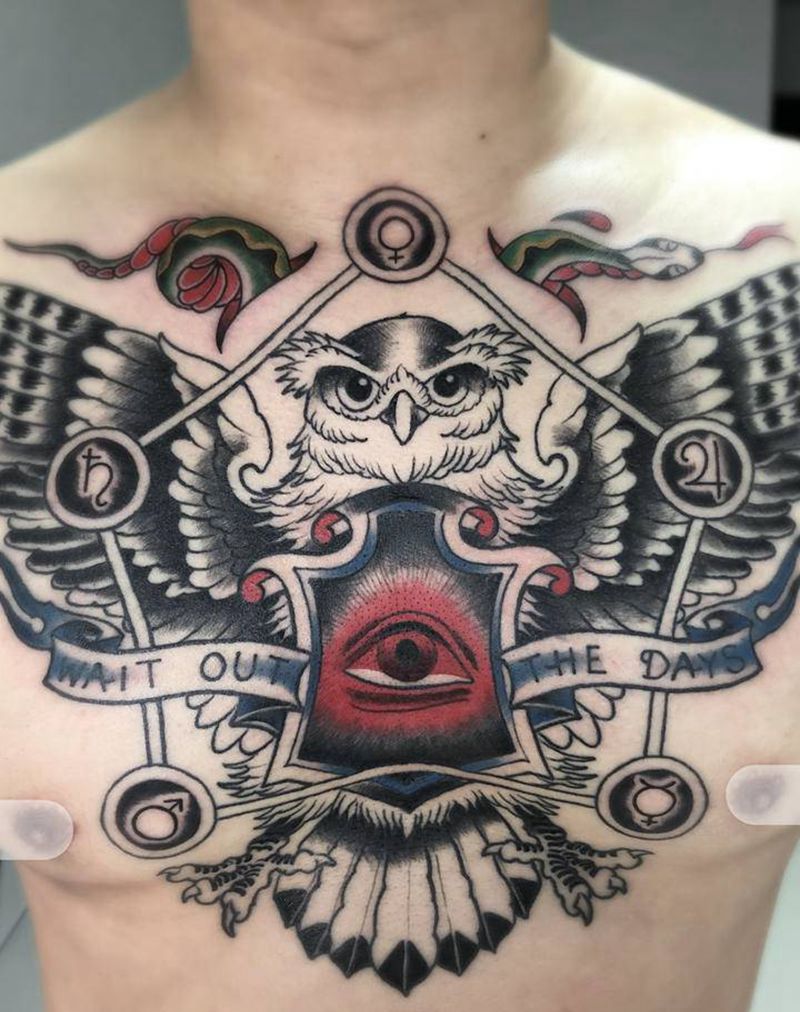 70%纹身图片_胸部Old School纹身图案