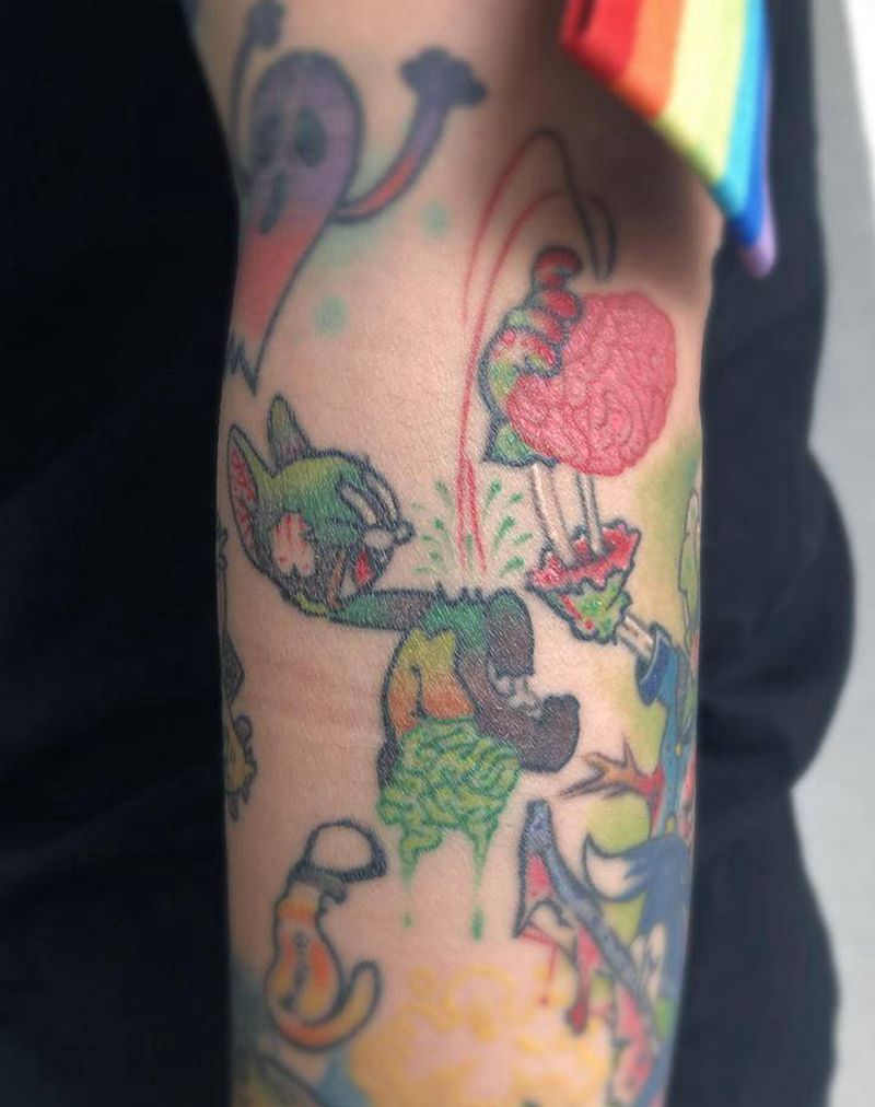 动漫角色丧尸版纹身图片_手臂New School纹身图案