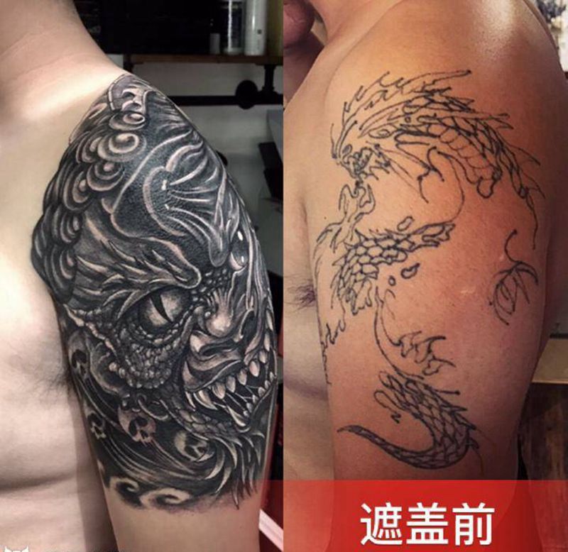 魔与佛纹身图片_肩部背部新传统纹身图案