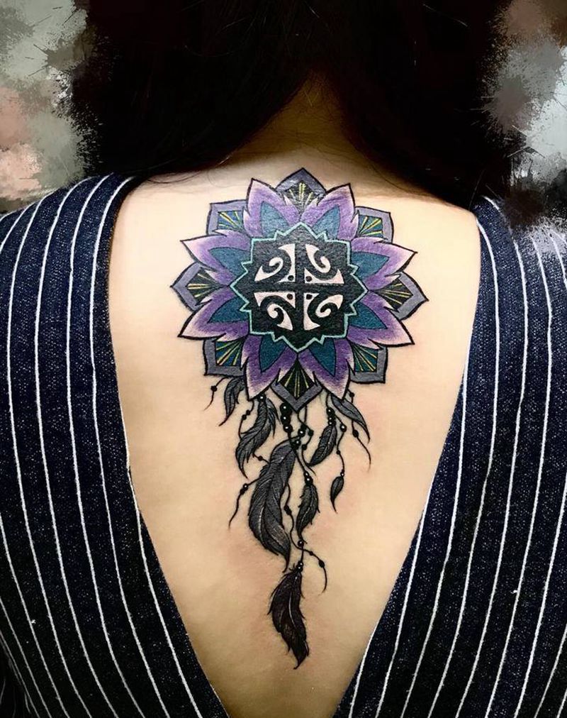 图腾纹身图片_背部图腾水彩纹身图案