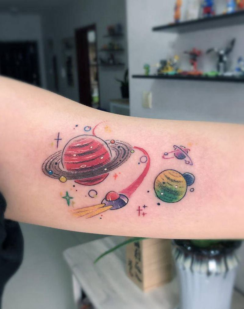 星际纹身图片_手臂New School点刺纹身图案