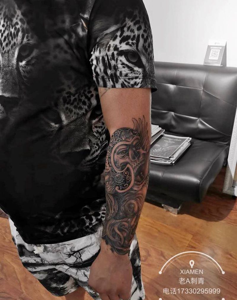 佛魔纹身图片_手臂新传统佛魔纹身图案