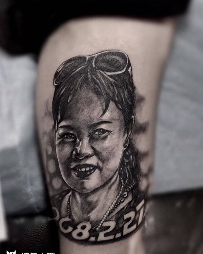 素描肖像纹身图片_手臂欧美写实纹身图案