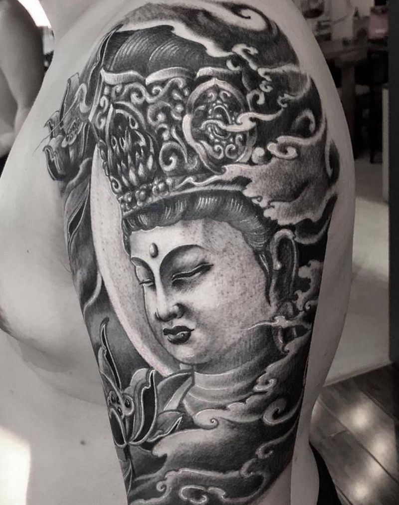 菩萨纹身图片_手臂肩部新传统老传统纹身图案
