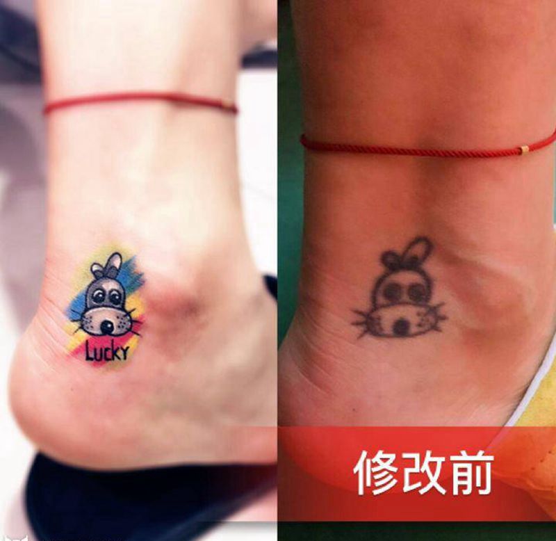 卡通纹身图片_脚部New School水彩纹身图案