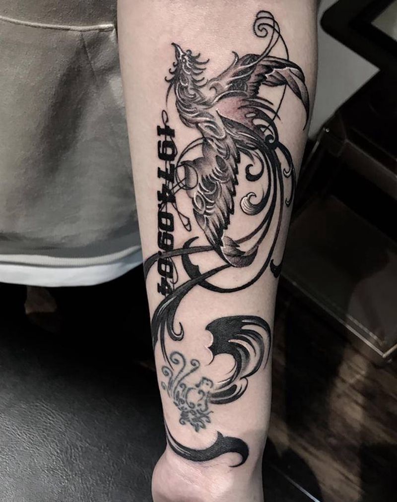 凤凰纹身图片_手臂图腾纹身图案