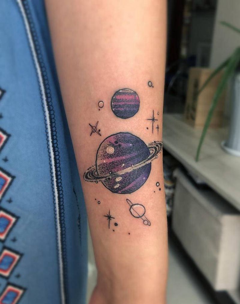 星系纹身图片_手臂New School点刺纹身图案