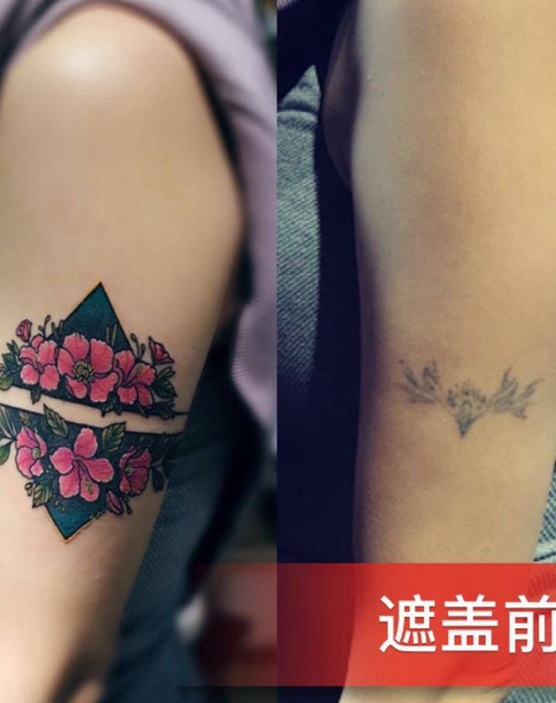 花儿纹身图片_手臂水彩欧美写实纹身图案