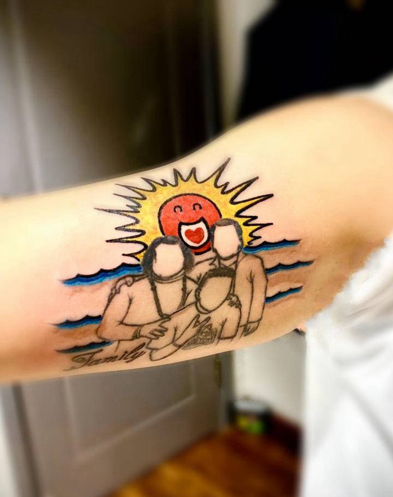 小清新纹身图片_手臂水彩纹身图案