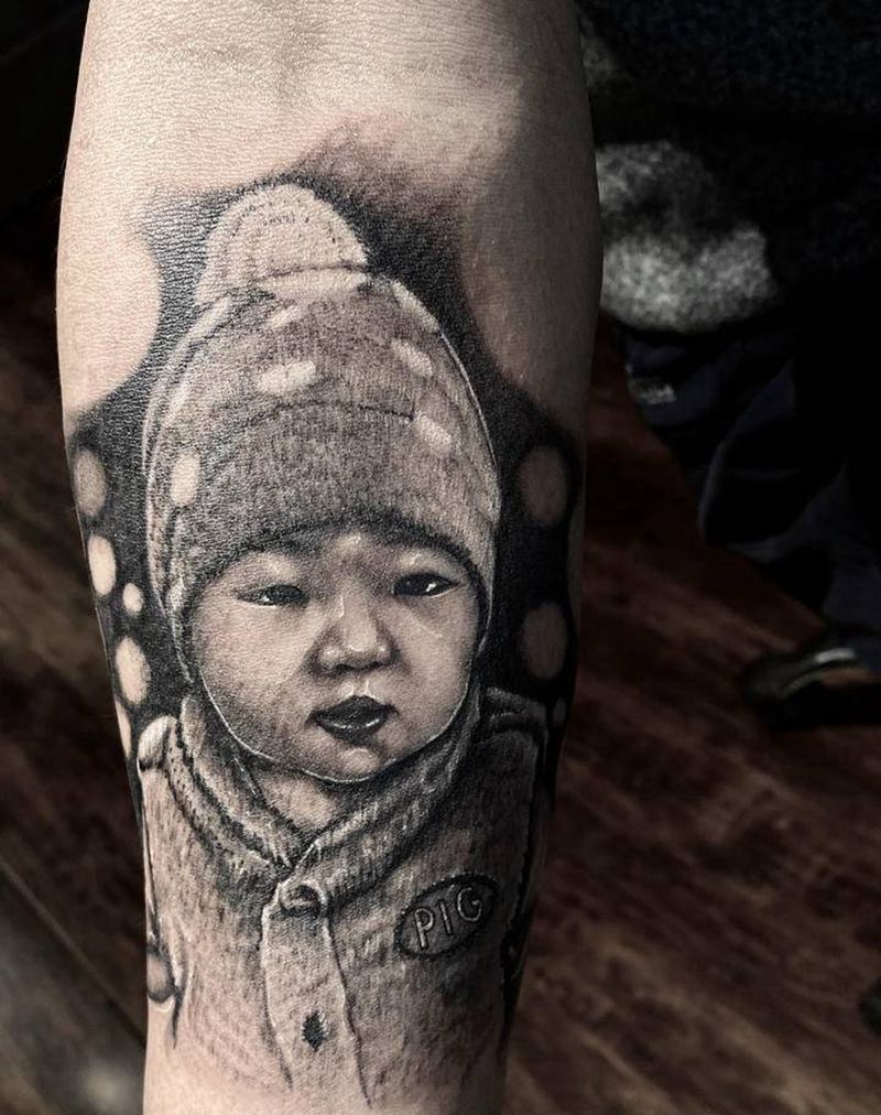 肖像纹身图片_手臂欧美写实纹身图案