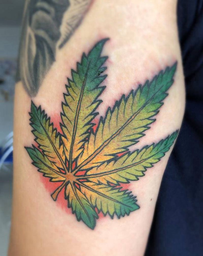 叶子纹身图片_手臂New School纹身图案