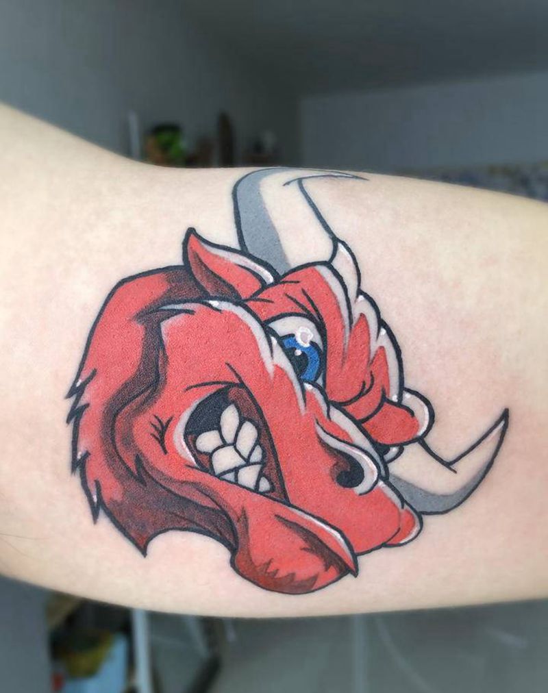 红牛纹身图片_手臂New School纹身图案