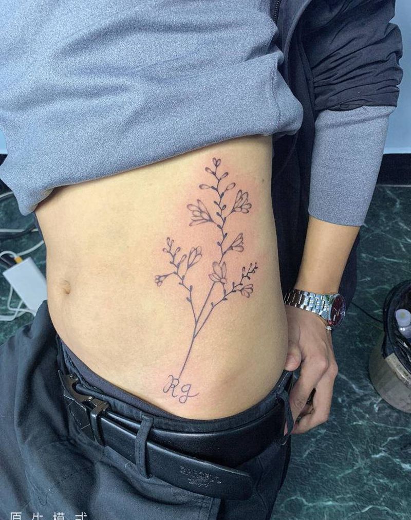 植物纹身图片_腰部新传统纹身图案