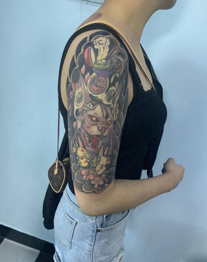 日式大臂纹身图片_手臂老传统纹身图案