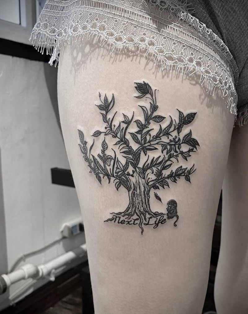 树纹身图片_脚部小清新纹身图案