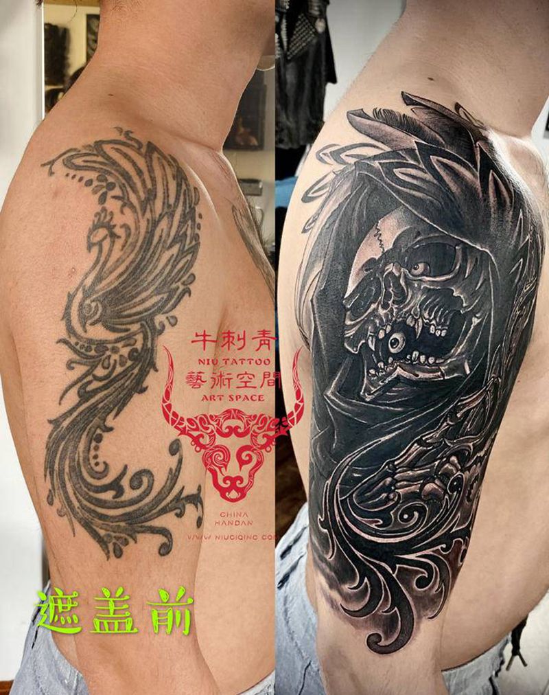 死神纹身图片_手臂欧美写实纹身图案