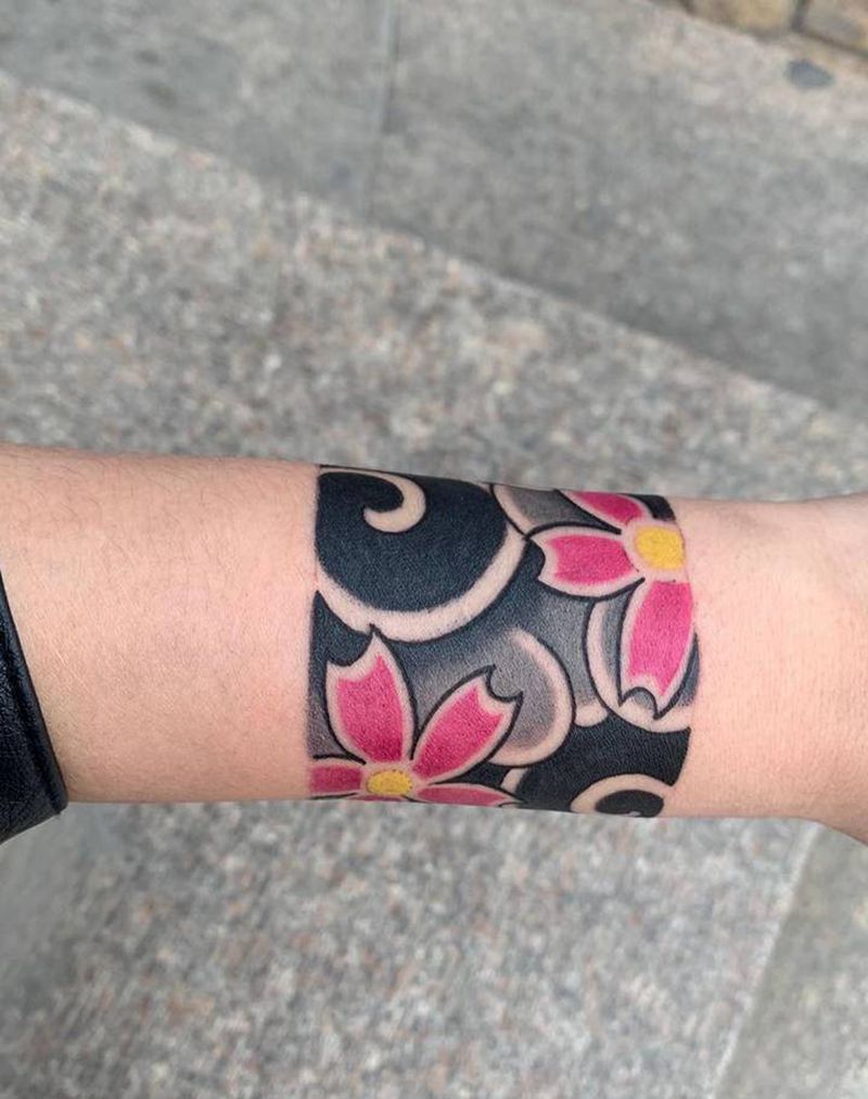 日式手环纹身图片_手臂新传统纹身图案