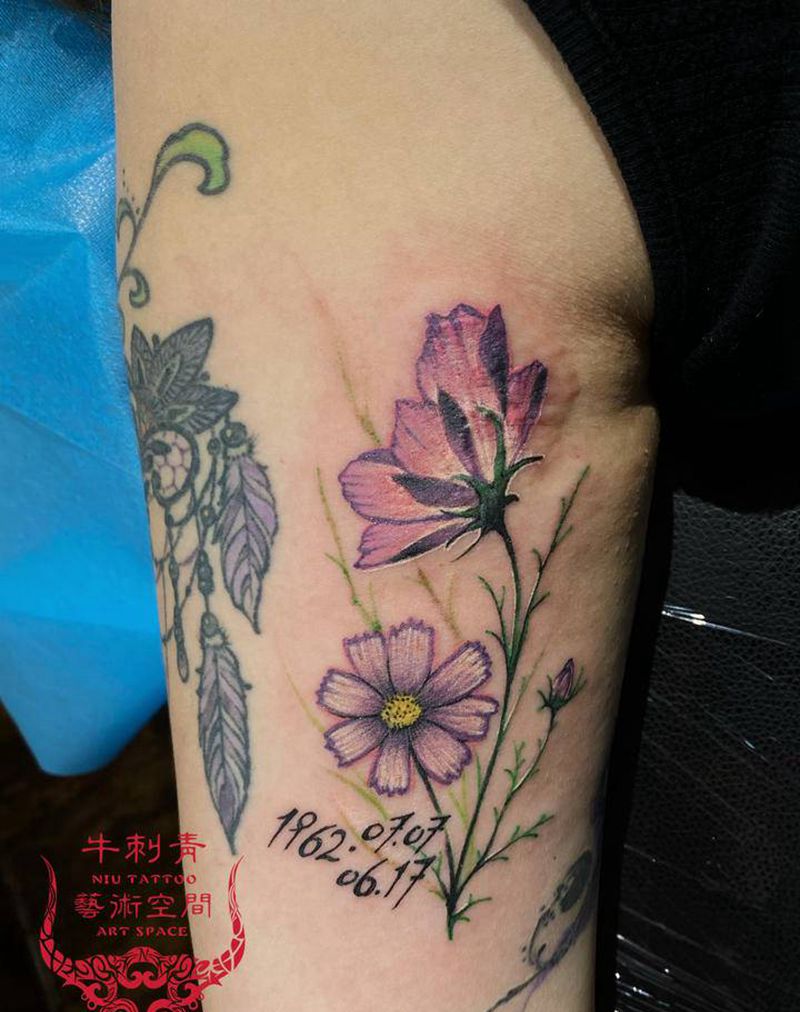 格桑花纹身图片_手臂水彩纹身图案