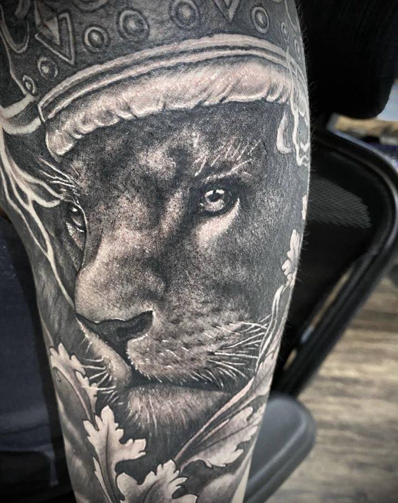 狮子王纹身图片_手臂欧美写实纹身图案