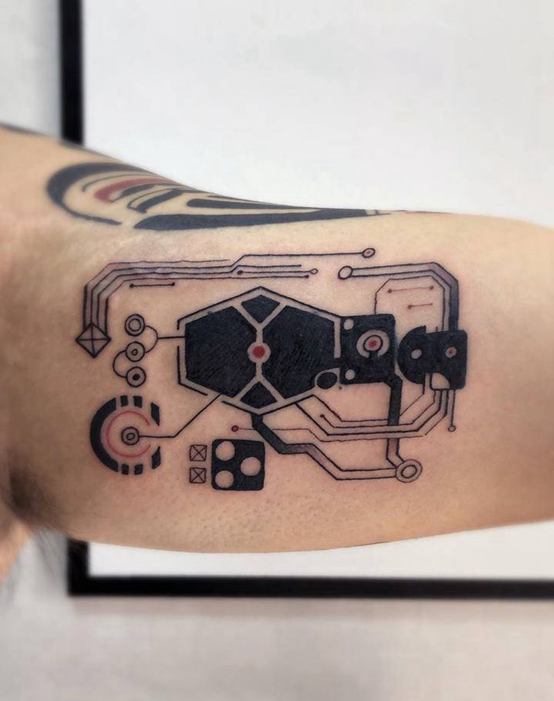 电路板纹身图片_手臂图腾纹身图案