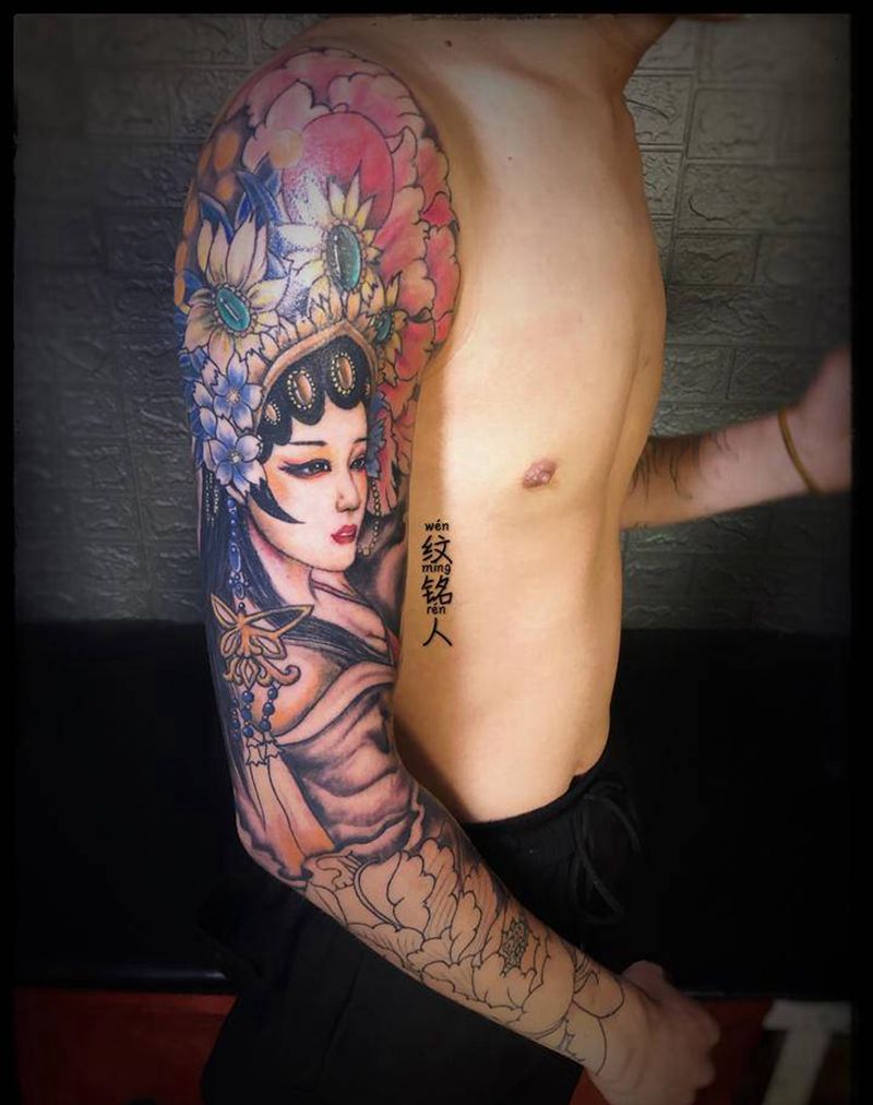 未完花臂纹身图片_新传统纹身图案