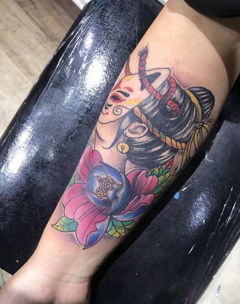 遮盖纹身图片_手臂新传统几何纹身图案