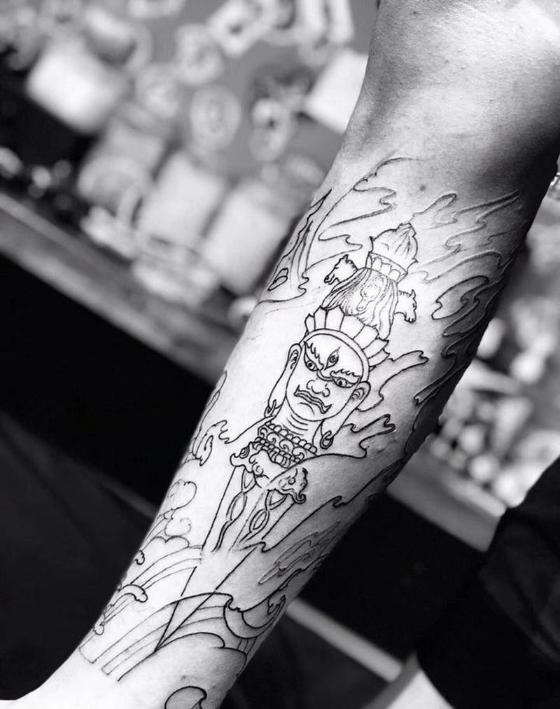 包小腿纹身图片_肩部手臂新传统纹身图案