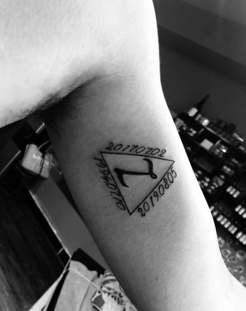 生日数字纹身图片_手臂新传统纹身图案