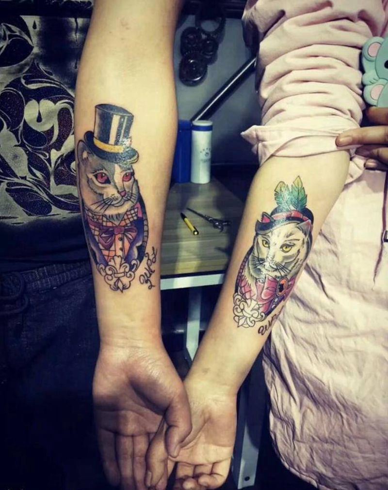 猫咪?纹身图片_手臂新传统纹身图案